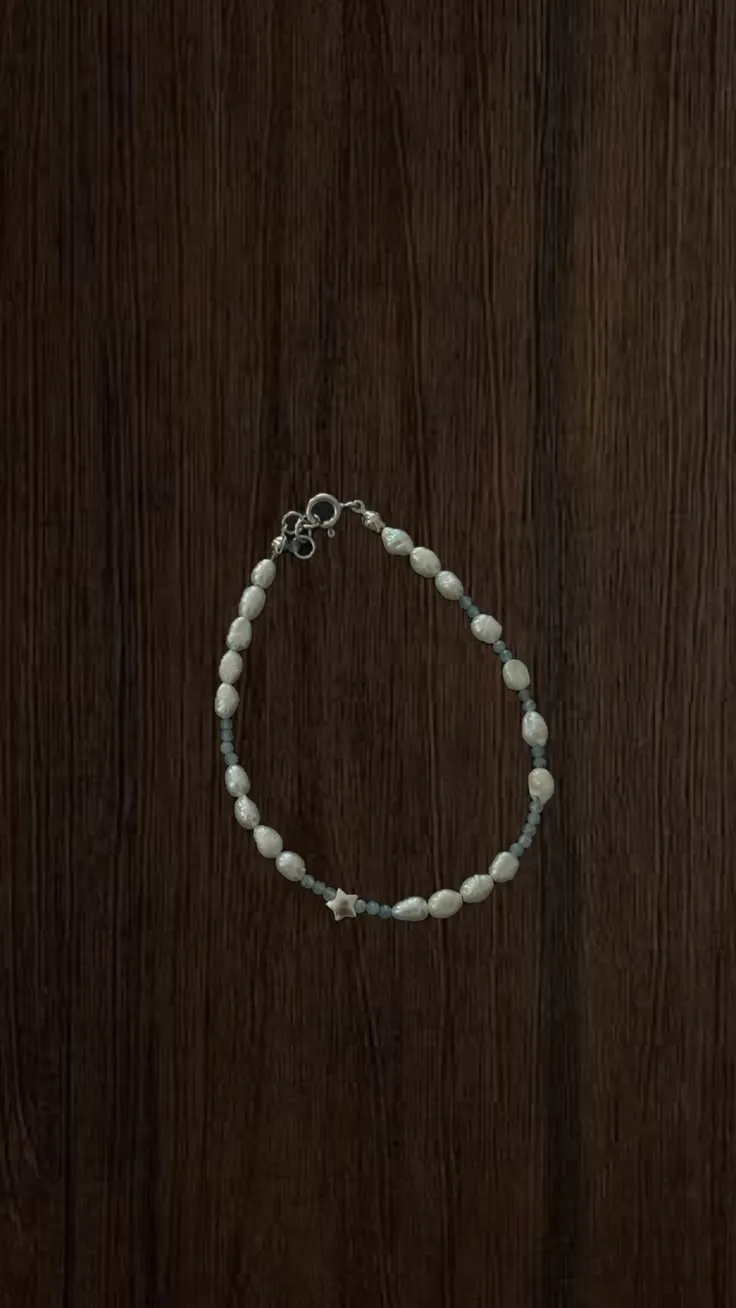 Necklace Acvamarin · Classic Bracelet — bracelet · white pearls · polished aquamarine