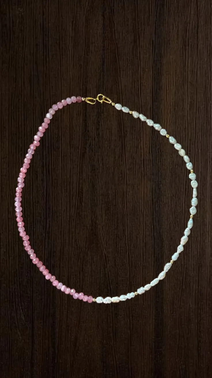 Necklace Blush · Better Half — rose quartz · freshwater pearls