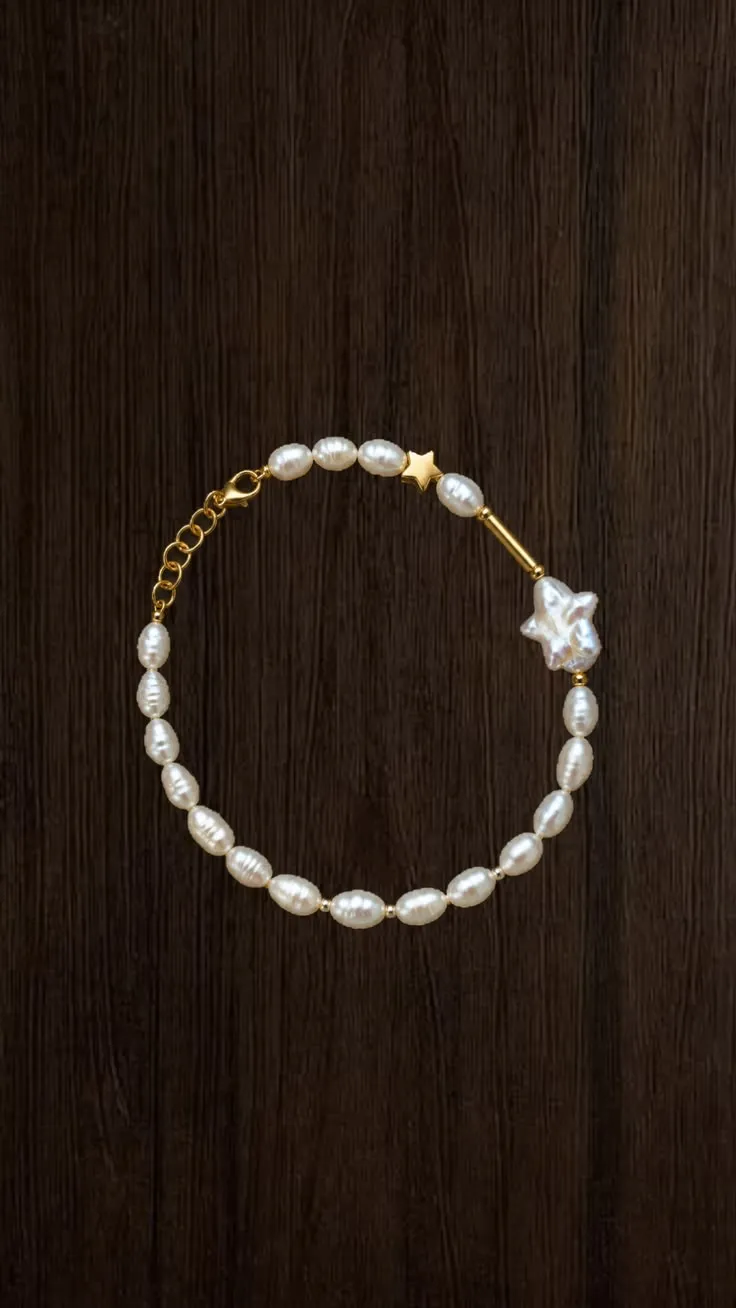 Necklace Sunrise · Star Bracelet — bracelet · white pearls · baroque star